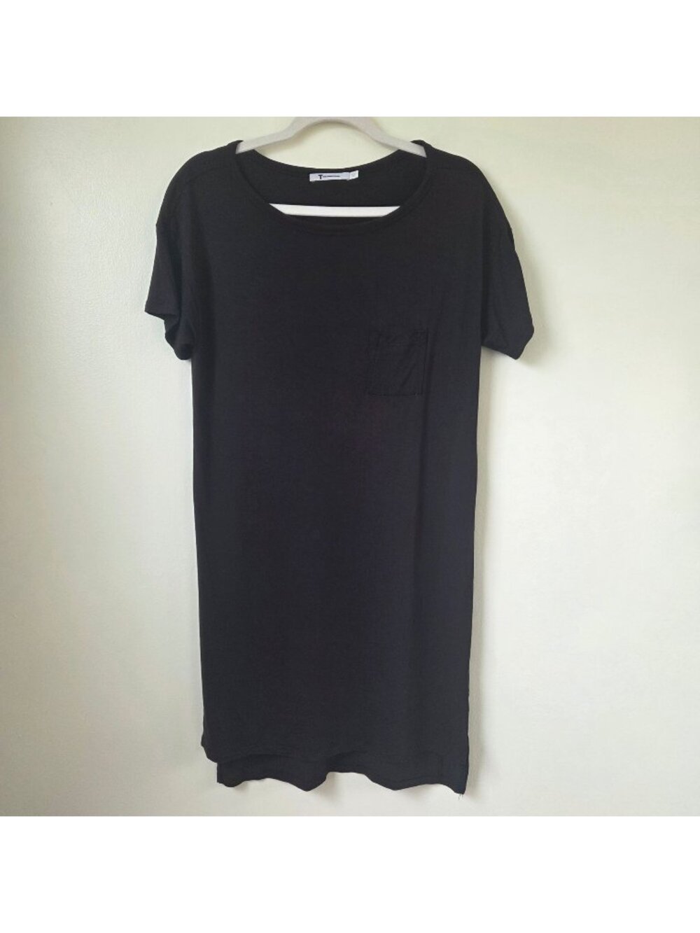 T Alexander Wang Short-Sleeve Pocket Tee Shirt Dress Black Size Medium